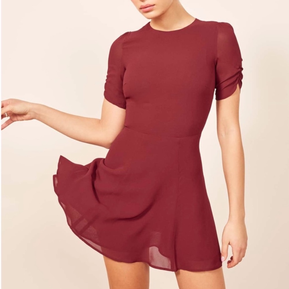 Reformation Gracie Dress in Garnet
